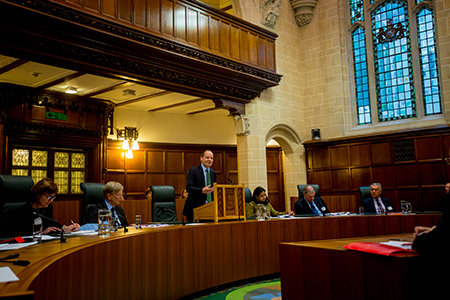 Philippe Sands QC delivering his lecture