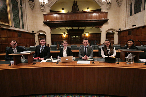 Students taking part in a moot at the Supreme Court